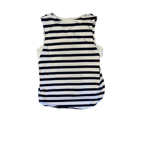 Theory Black & White Striped Top Sz S | Sleeveless V-Neck Preppy Luxury Blouse - Picture 3 of 7